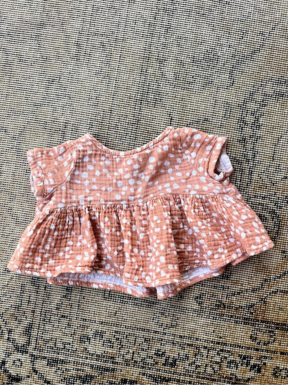 Rylee + Cru Apricot & White Polka Dot Top